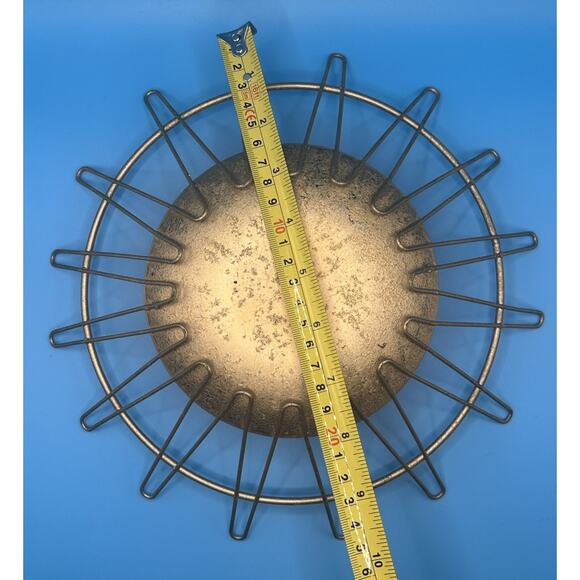 Vintage Gold Metal Art Deco Sunburst Fruit / Bread Bowl Wall Decor 9.5” - Picture 7 of 7